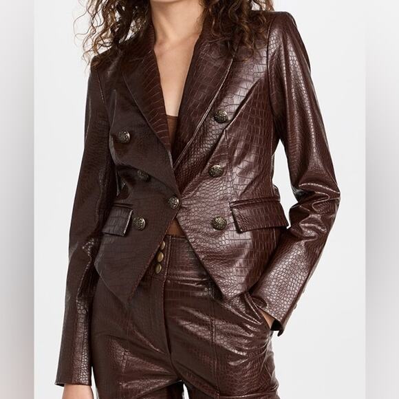 Veronica Beard Jackets & Blazers - New NWT Veronica Beard Cooke Dickey Faux Croc Brown Jacket in Chicory
